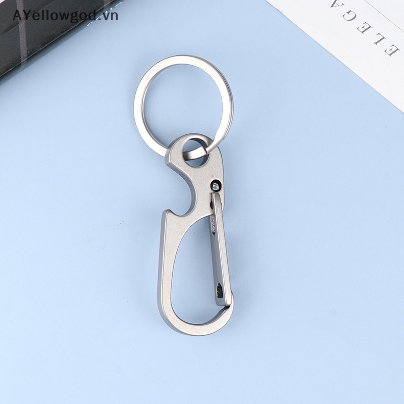 Ayellowgod 1pc titanium alloy carabiner multi-function keychain outdoorwaist treo chain ring buckle beer bottle opener tool vn