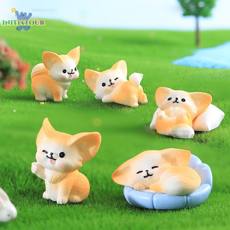 Phim hoạt hình dễ thương fox resin vườn cổ tích bức tượng nhỏ trang trí vi cảnh trang trí nội thất phụ kiện nhà búp bê