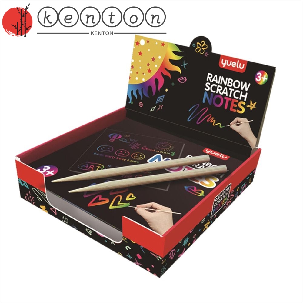 Kenton scratch art paper kids toy 100 pcs geometry scratch art craft animal magic color rainbow scratch cards