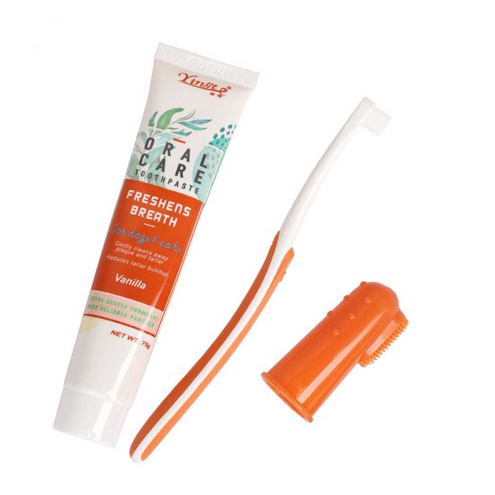 Pet Toothpaste And Toothbrush Puppy Tooth Brushing Kit Small Dog Finger Brush