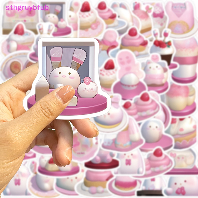 Sthb 49 cái dễ thương màu hồng pudding thỏ anime dán hành lý ván trượt kawaii diy cool graffiti girl gradient sticker kid toy vn