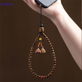 Daron1 dây buộc điện thoại bằng gỗ, mặt dây chuyền hạt dây đeo cổ tay dây đeo điện thoại di động, dây treo điện thoại làm bằng tay quyến rũ dây treo điện thoại di động tự nhiên