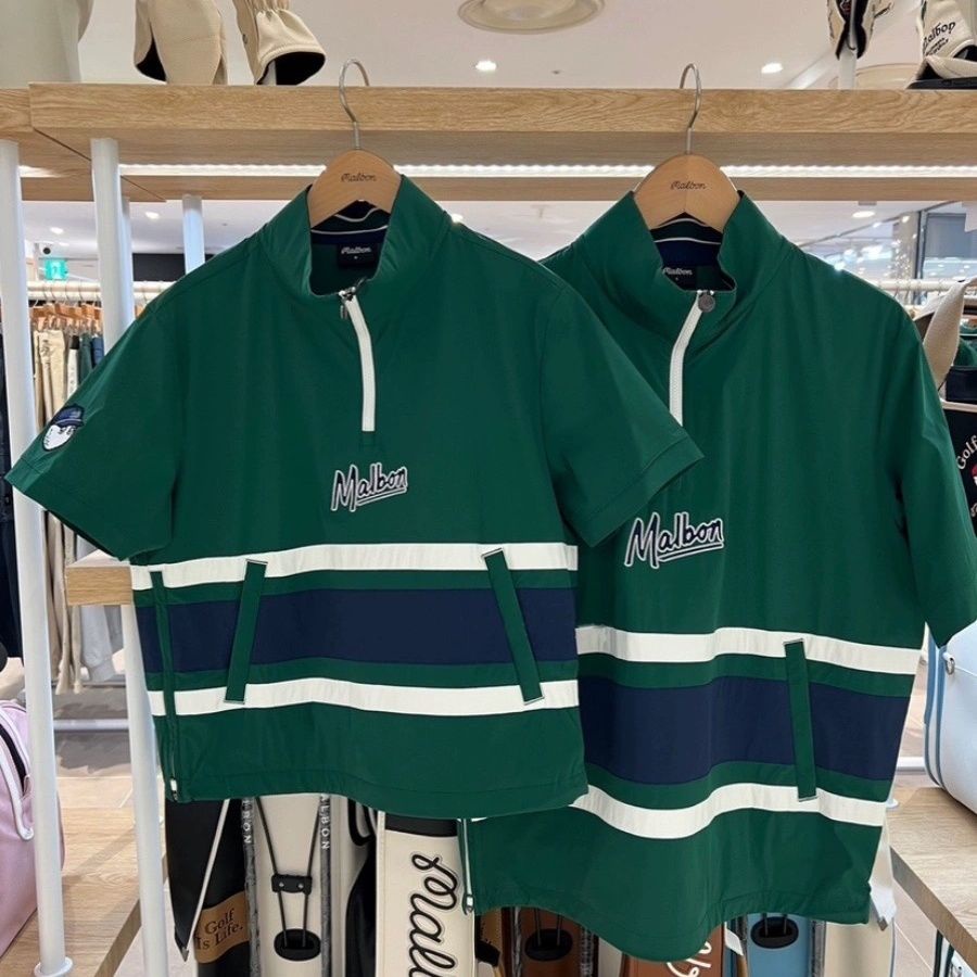 Malbon Áo Khoác Thể Thao Đánh golf Tay Ngắn Cổ Đứng Phối Khóa Kéo Thời Trang Cho Nam Và Nữ skkx