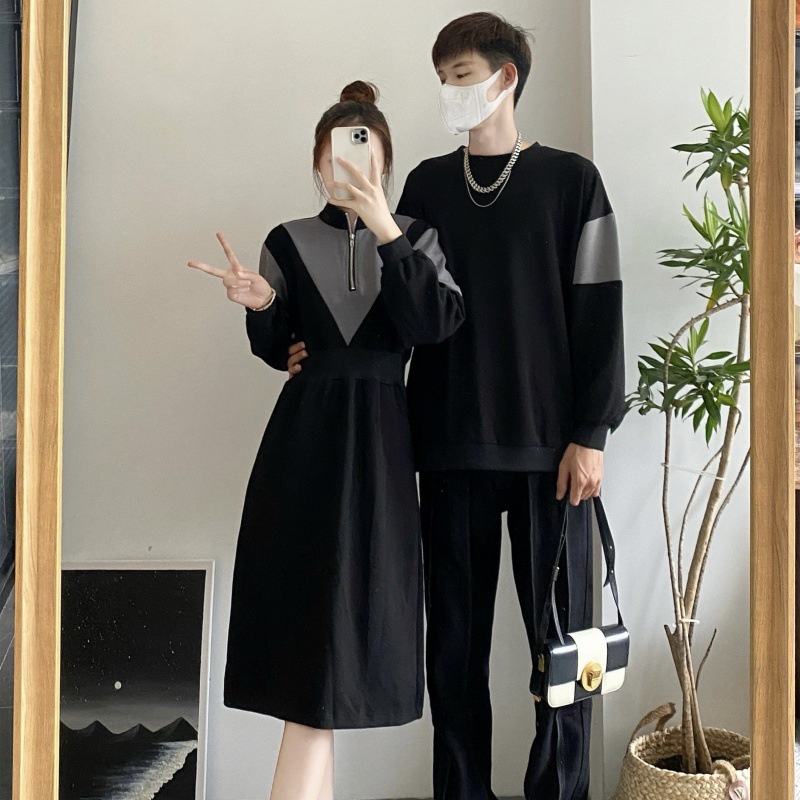 Lover island-2023 phong cách mới cặp đôi mặc phụ nữ eo hẹp mảnh mai hơn nhìn sang trọng phong cách preppy váy nam áo cặp đôi phù hợp với