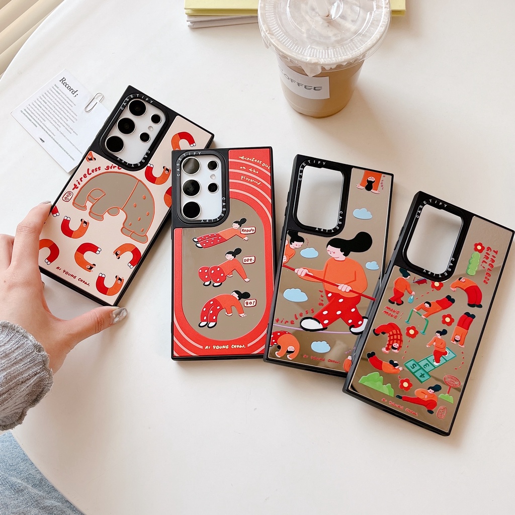 Ốp lưng cô gái thắt lưng thấp ốp lưng tráng gương thời trang ốp lưng softpattern case cho samsung s23ultra s23 s23 + s22ultra chống rơi chất lượng cao ins tide anti-falling shell