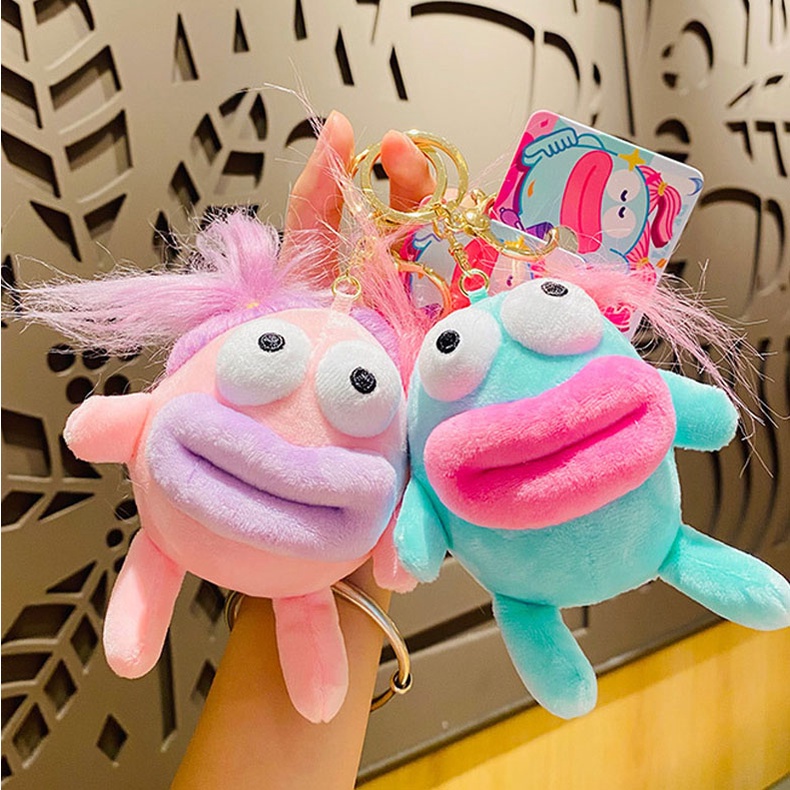 Phim hoạt hình dễ thương và vui nhộn bím tóc jun vải búp bê móc khóa xe treo chuỗi túi sách phụ kiện mặt dây chuyền