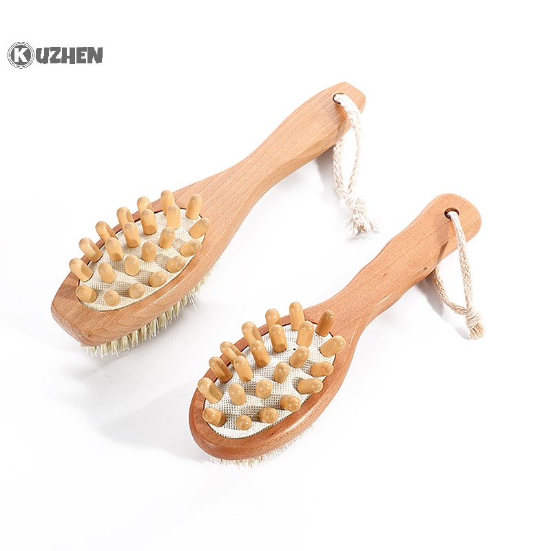 Kuzhen bàn chải tắm hai mặt tẩy tế bào chết bàn chải lông mềm bàn chải massage bàn chải tắm cầm tay dài bàn chải massage ướt hoặc khô bàn chải nóng