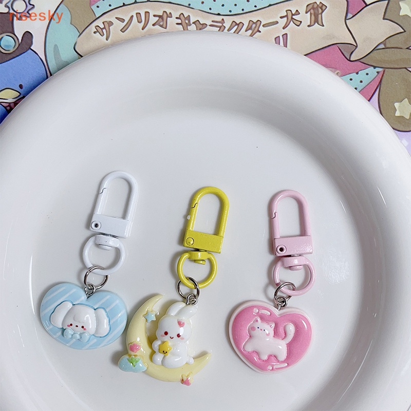 Động vật dễ thương móc khóa nhỏ lợn đáng yêu thỏ mèo chìa khóa cho phụ nữ cô gái trẻ em túi đựng tai nghe ô tô treo trang trí ch