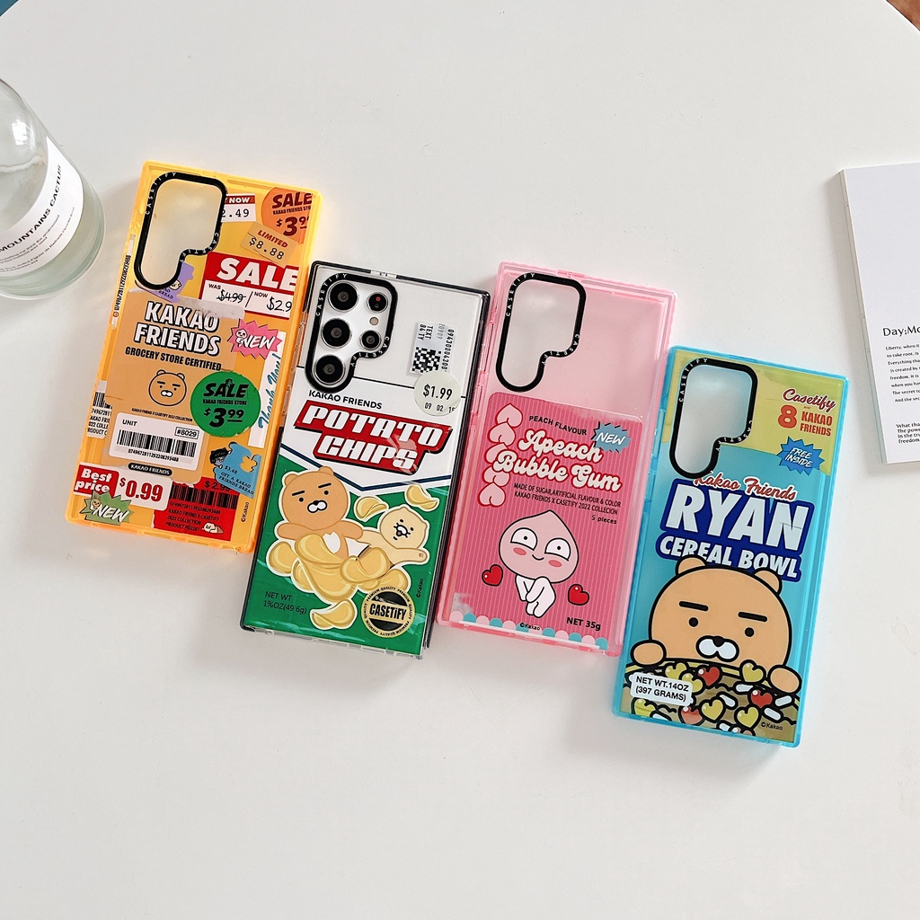 Ốp điện thoại trong suốt Kakao Friends Casetify cho Samsung Galaxy S20 S21 S22 S23 Plus Ultra +, TPU Soft Cover