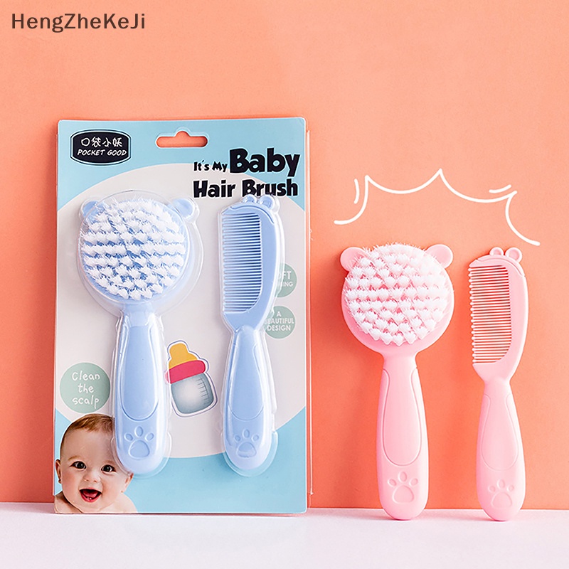 2 cái lược chải tóc cho bé di động trẻ sơ sinh mới biết đi nylon bàn chải tóc mềm đầu massager lược bộ đồ dùng chăm sóc tóc cho bé hhe