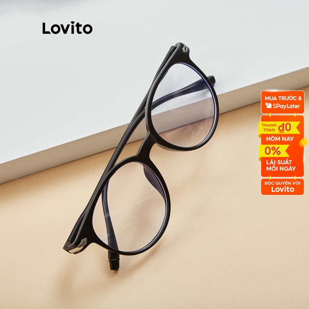 Kính mắt Lovito gọng tròn phong cách thường ngày với hộp đựng L17M355 (Màu đen)
