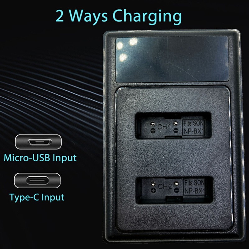 Bộ Sạc Pin USB Kép NP-BX1 LCD Cổng Type-C Cho Máy Ảnh Sony Camera H400 HX300 RX10 HX50 HX300