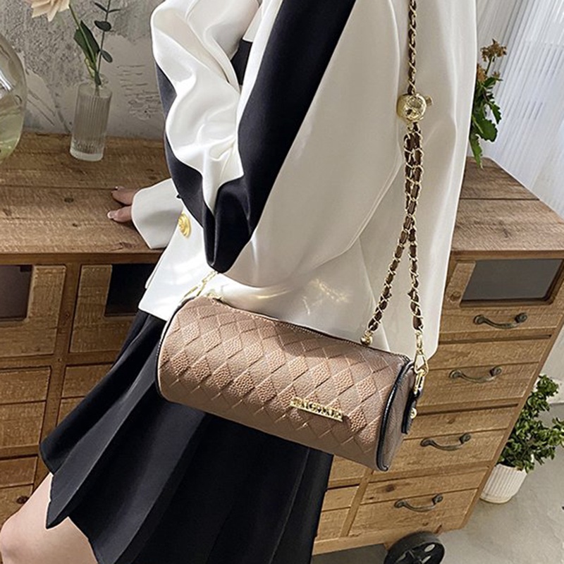 Ielgy niche Túi Xách Đeo Cánh Tay Thiết Kế Chuỗi Xi Lanh Cao Cấp Cho Nữ