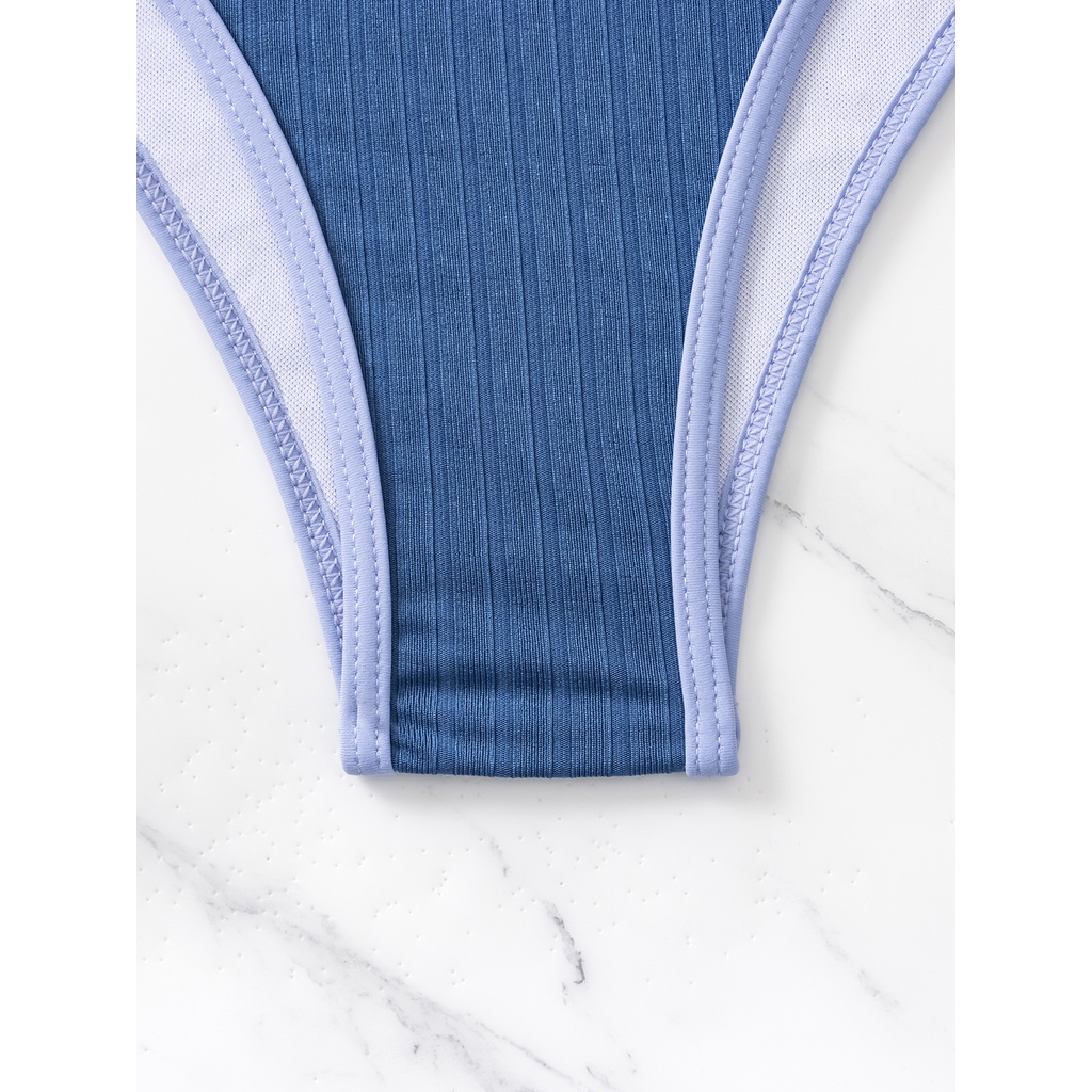 Bộ Bikini Tam Giác Màu Trơn Hở Lưng Và Dây Đeo Gợi Cảm