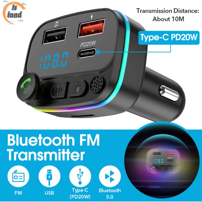 Máy Nghe Nhạc Mp3 Hai Cổng Usb Sạc Nhanh Pd20w B2 Led Kết Nối Bluetooth Cho Xe Hơi