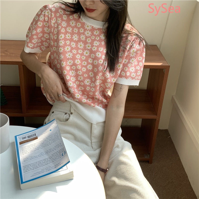 Áo Dệt Kim Dáng Rộng In Hoa Kiểu Retro Thời Trang Mùa Hè Cho Nữ