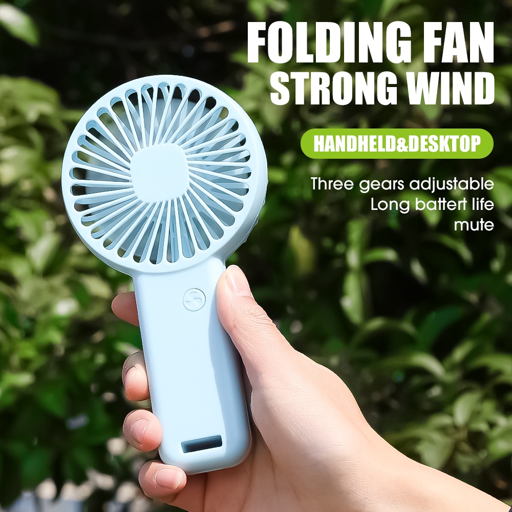 Quạt Làm Mát Mini Cầm Tay Có Thể Sạc Lại Bằng Cổng USB Kèm Giá Đỡ Điện Thoại Yên Tĩnh Cho Học Sinh / Văn Phòng