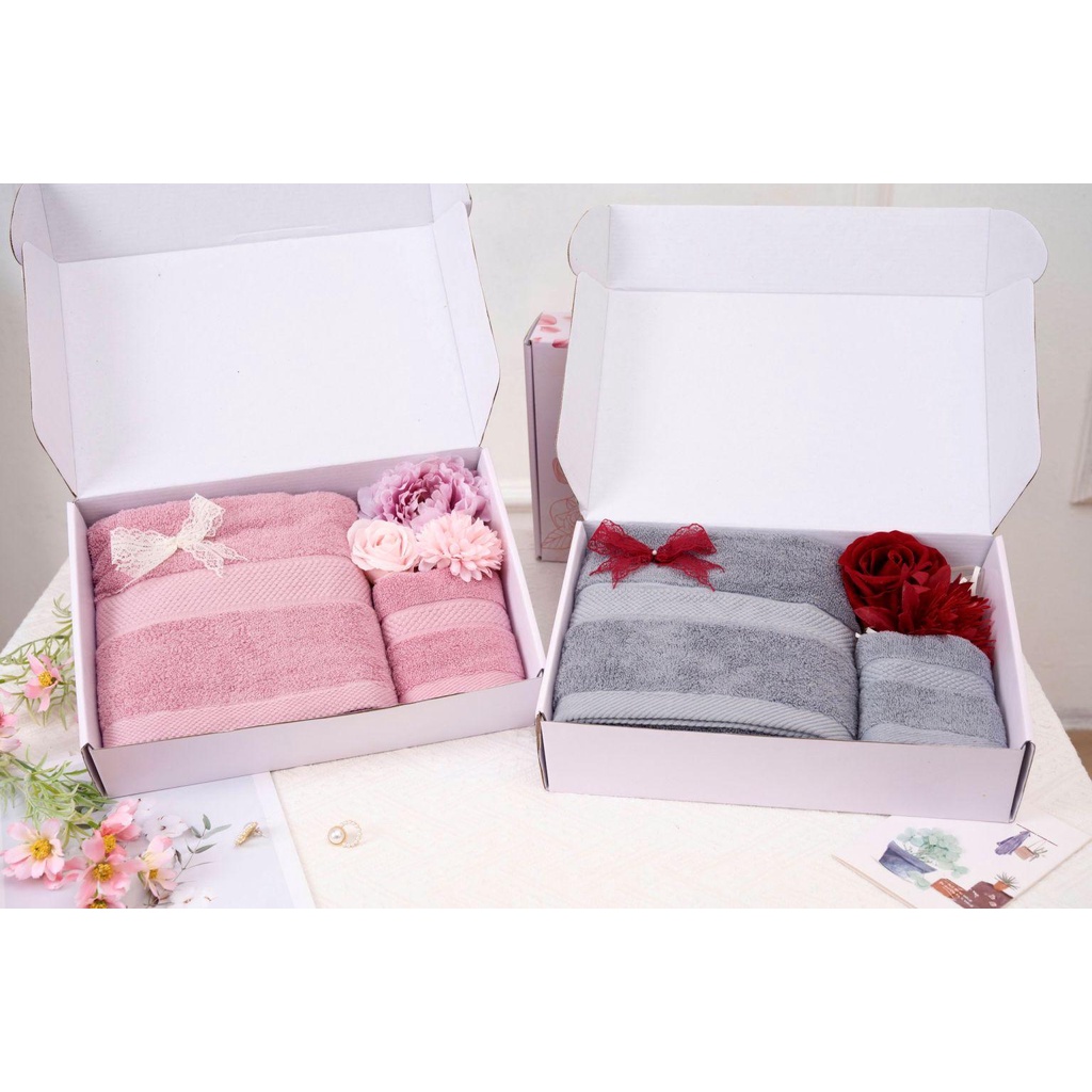 Set 2 khăn quà tặng G7 - Charlie Towel-LOVE ROSIE, quà tặng 8/3,100% sợi cotton, siêu thấm hút.