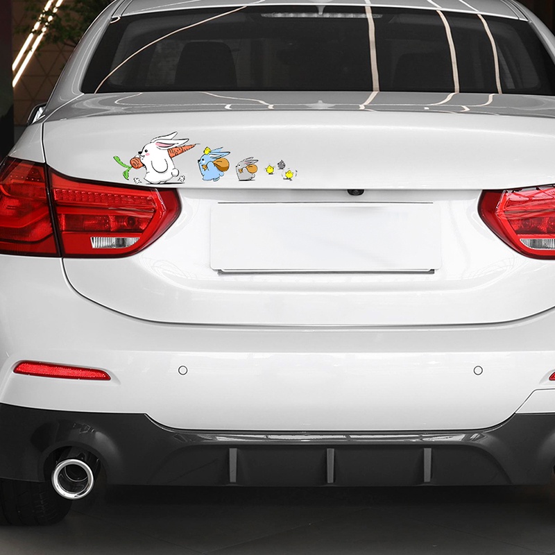 Miếng Dán Trang Trí Xe Hơi Hình Thỏ Hoạt Hình Dễ Thương DIY