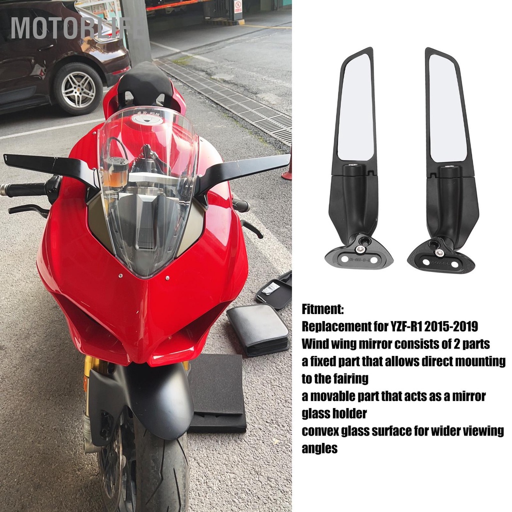 Motorlife 2 Gương Xe Máy Cánh Gió Hợp Kim Nhôm Chiếu Hậu Thay Thế Cho YZF‑R1 2015‑2019