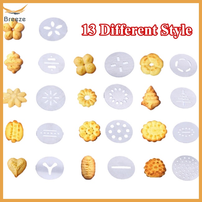 Bộ Dụng Cụ Làm Bánh Quy 13 Đĩa Và 8 Đầu Phun Bằng Thép Không Gỉ