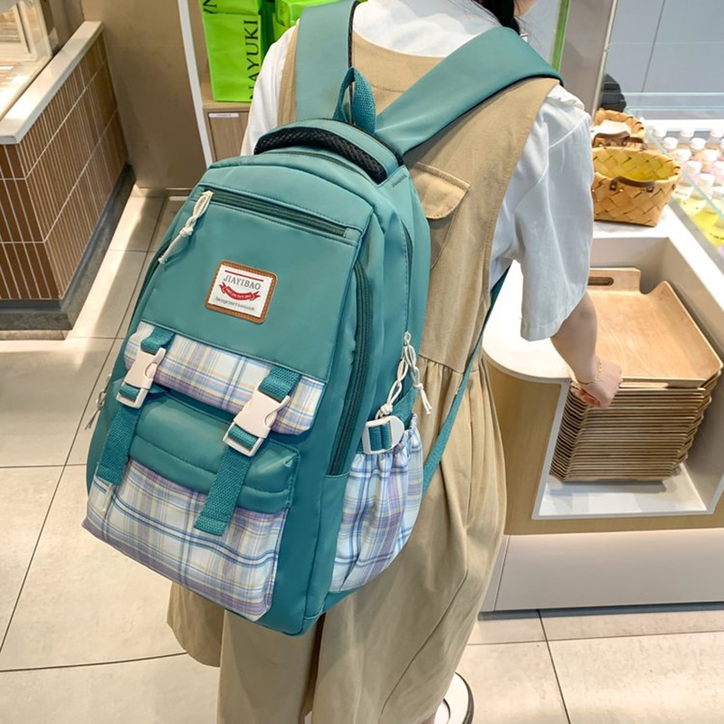 Ba Lô nylon Sức Chứa Lớn Họa Tiết Kẻ Sọc Ba Chiều Thời Trang Hàn Quốc Dễ Phối Đồ Dành Cho Bạn Nữ