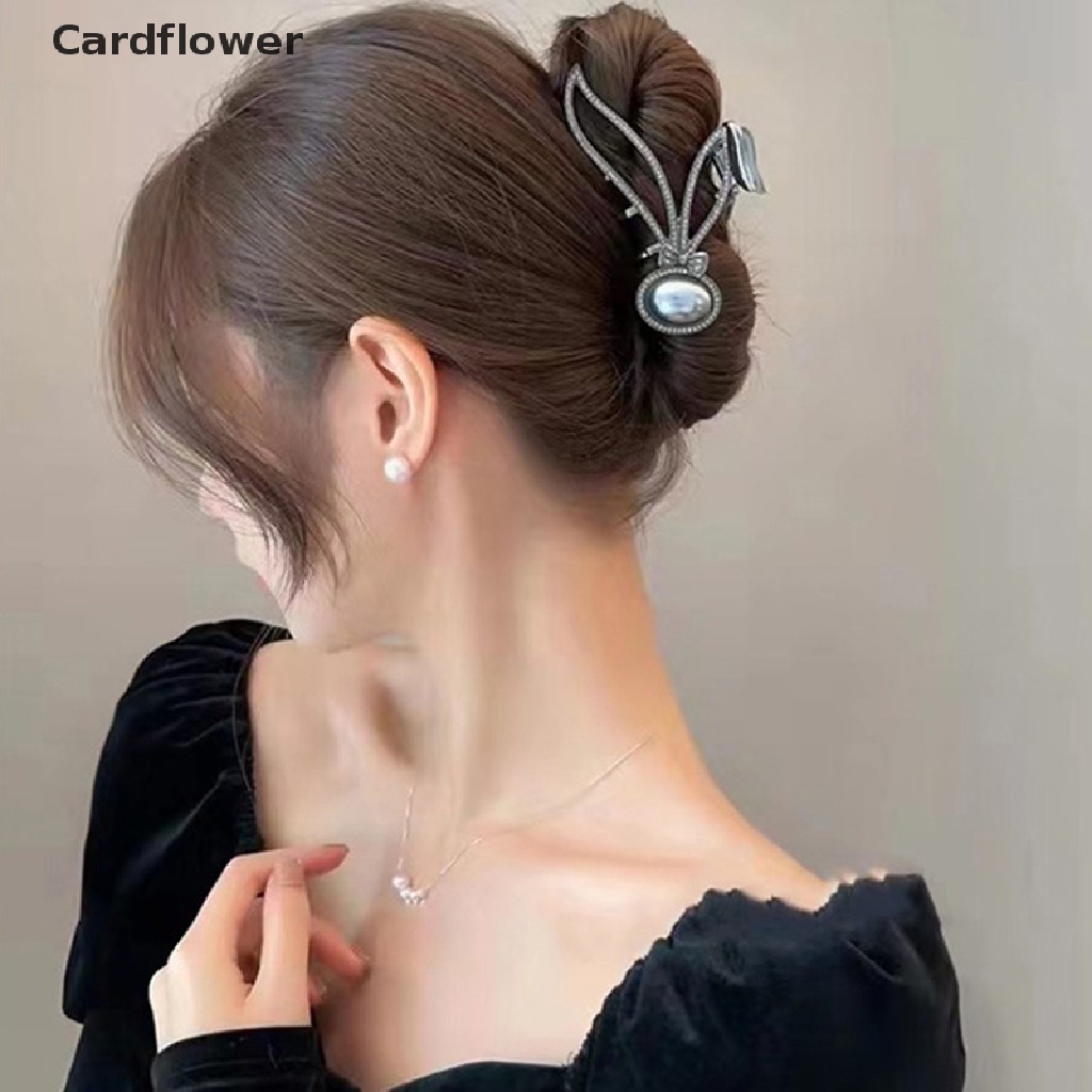&lt; Cardflower &gt; Kẹp Tóc Móng Vuốt Đính Pha Lê Hình Tai Thỏ Hoa Thanh Lịch Cho Nữ Giảm Giá