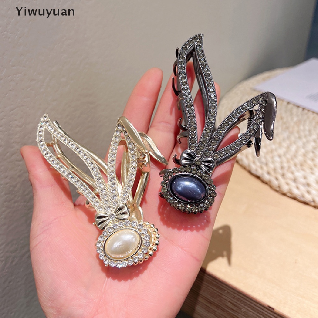 < Yiwuyuan > Kẹp Tóc Đuôi Ngựa Hình Tai Thỏ Đính Pha Lê Thanh Lịch Cho Nữ Giảm Giá