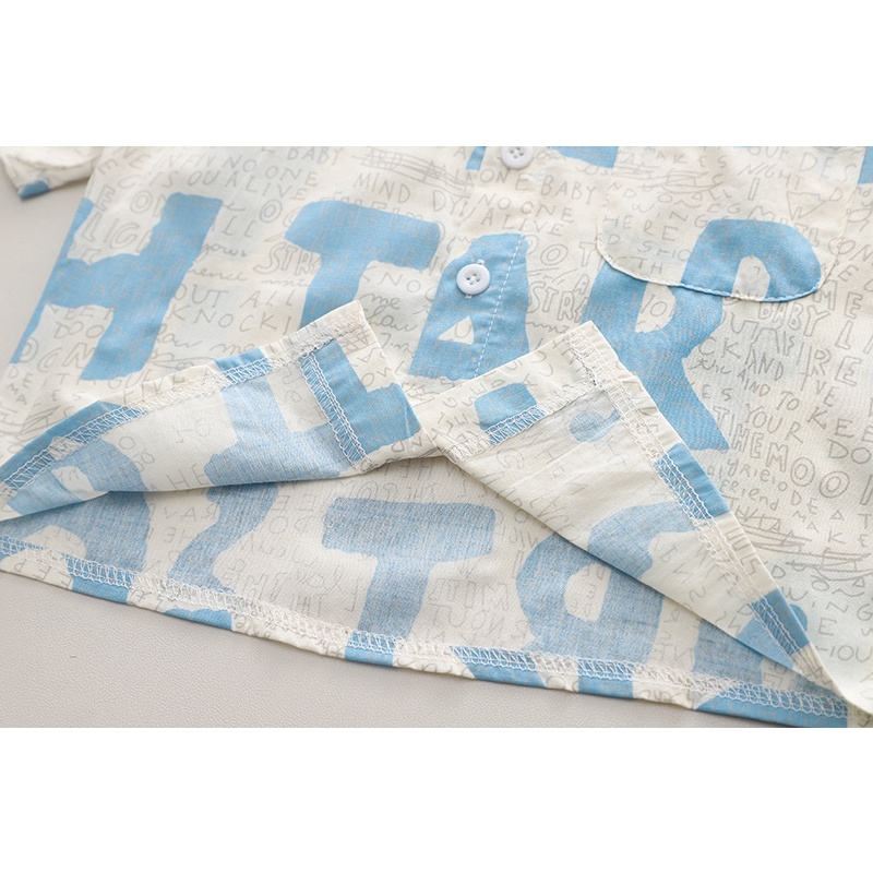 Bộ Áo Sơ Mi Tay Ngắn Phối Quần Short Vải Cotton Thời Trang Mùa Hè Cho Bé Trai