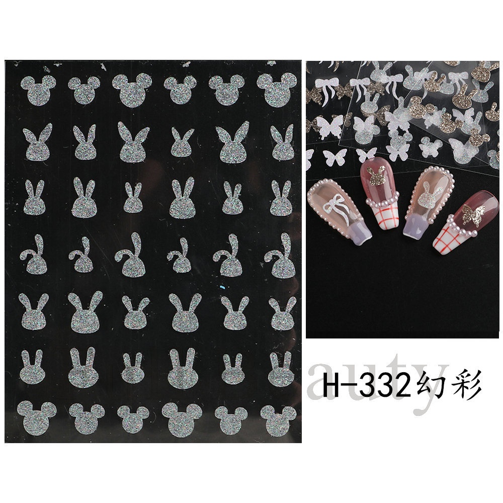 Miếng dán móng tay Sticker Dán Móng Tay Hình Bướm Kim Cương 3D Màu Vàng Hồng Mới