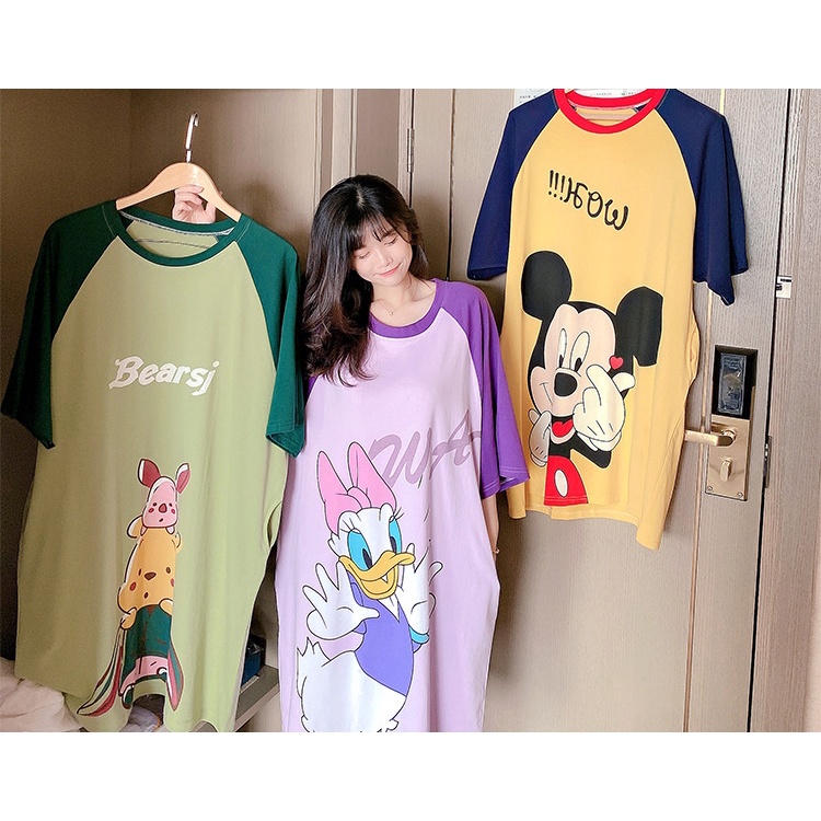 Váy ngủ bigsize nữ đầm ngủ 50-90Kg dáng suông mặc nhà in hoạt hình cute dễ thương mùa hè Tutitosa | BigBuy360 - bigbuy360.vn
