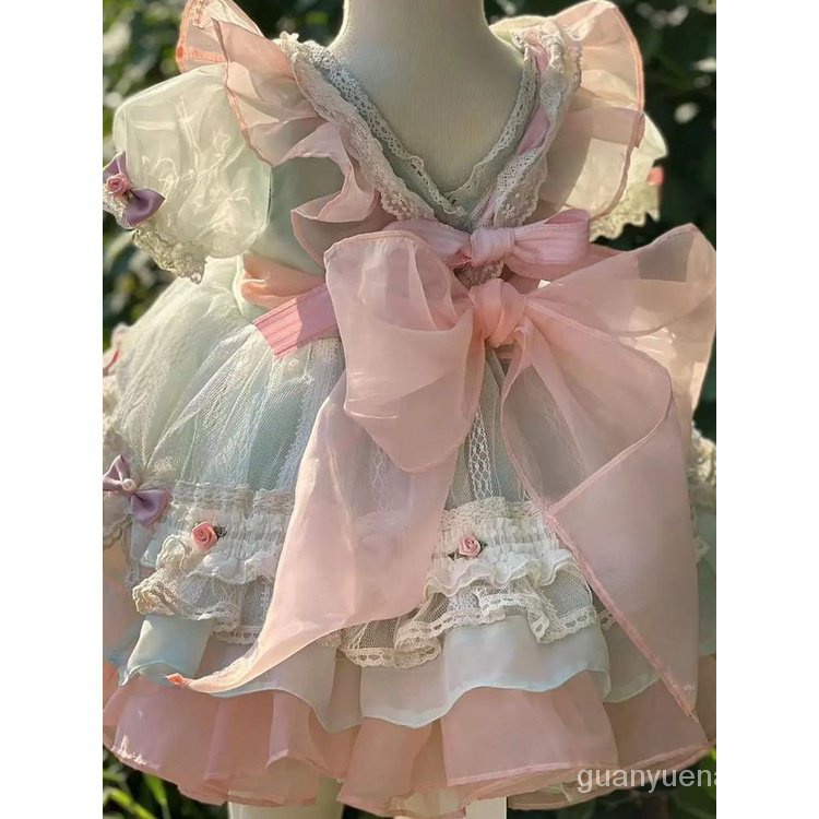 Đầm Công Chúa Lolita Phối Ren Phong Cách Phương Tây Cao Cấp Cho Bé Gái