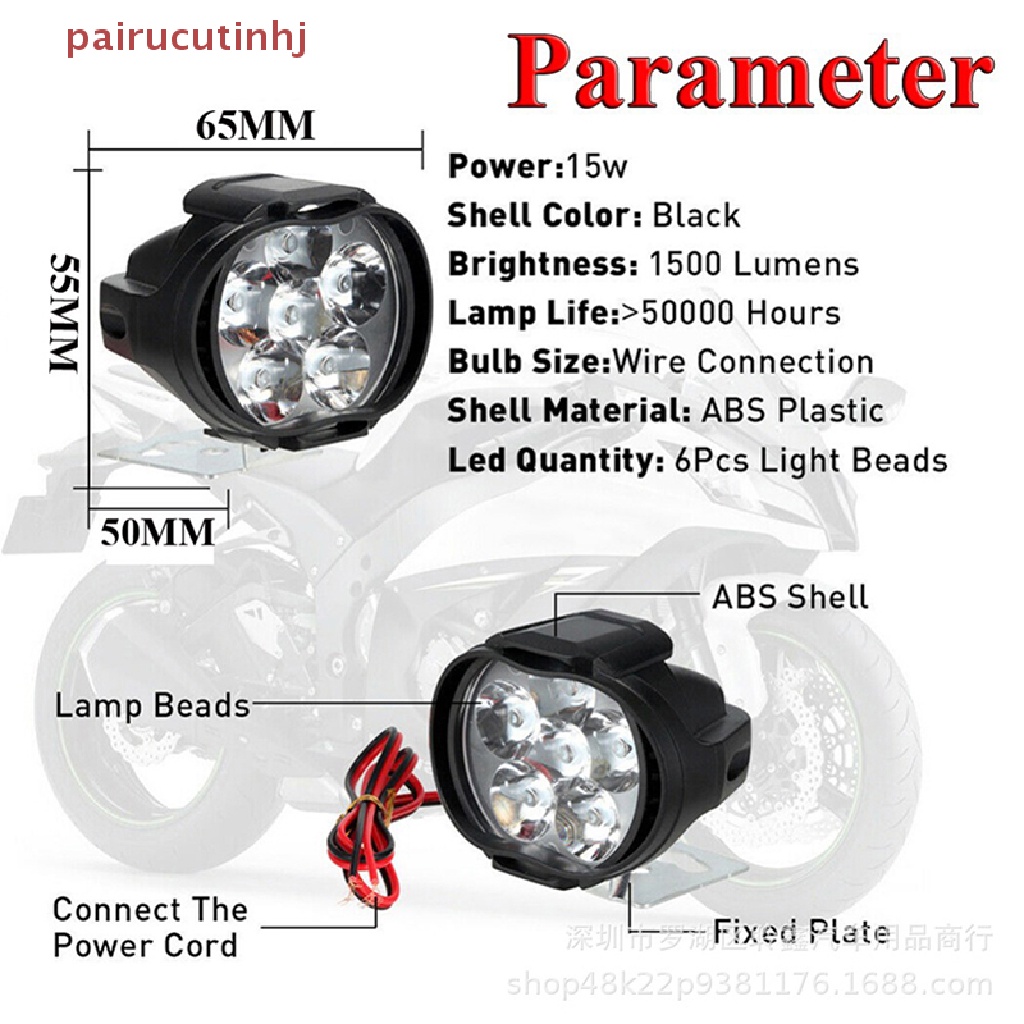 Cặp Đèn Pha 6 Bóng LED Ánh Sáng Trắng Độ Sáng Cao Chuyên Dụng Cho Xe Mô Tô