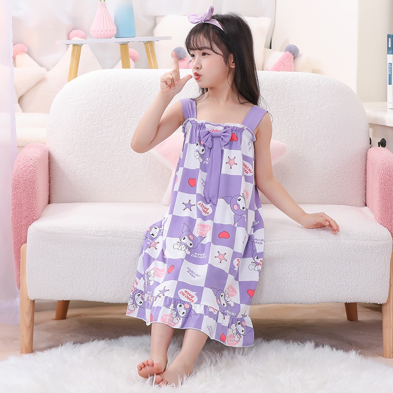 Đầm Ngủ Hai Dây 95-150cm In Họa Tiết Hoạt Hình Dễ Thương Dành Cho Bé Gái