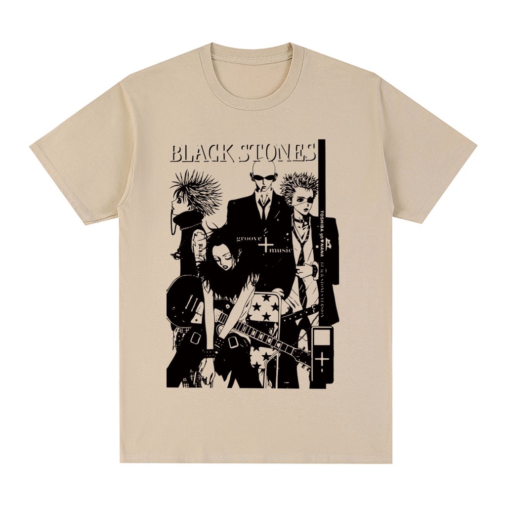 Áo Thun Cotton In Hình Black Stones NANA Osaki Phong Cách Vintage Cho Nam Và Nữ