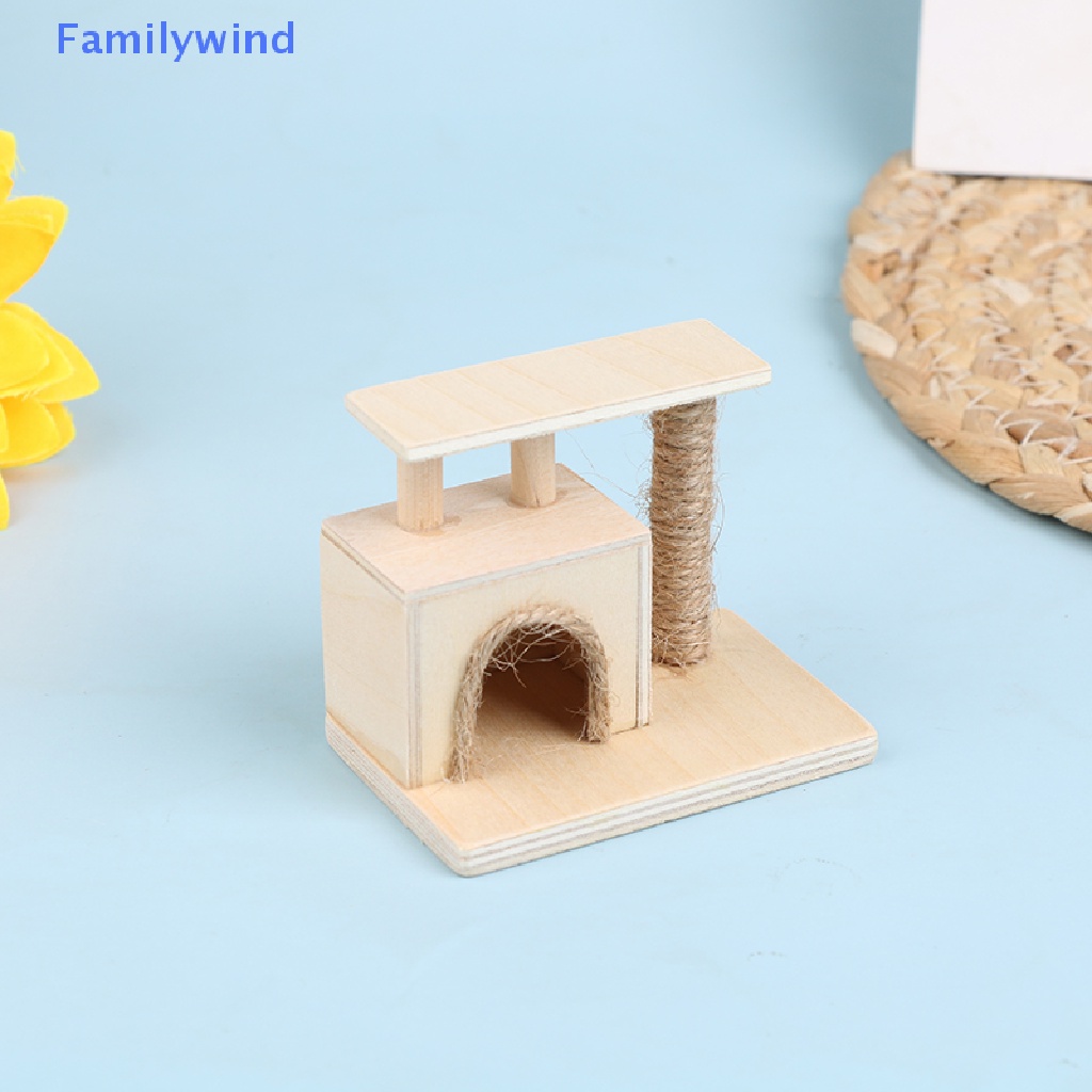 Mô Hình Chú Mèo Leo Trèo Bằng Gỗ Tỉ Lệ 1: 12 Trang Trí Nhà Búp Bê