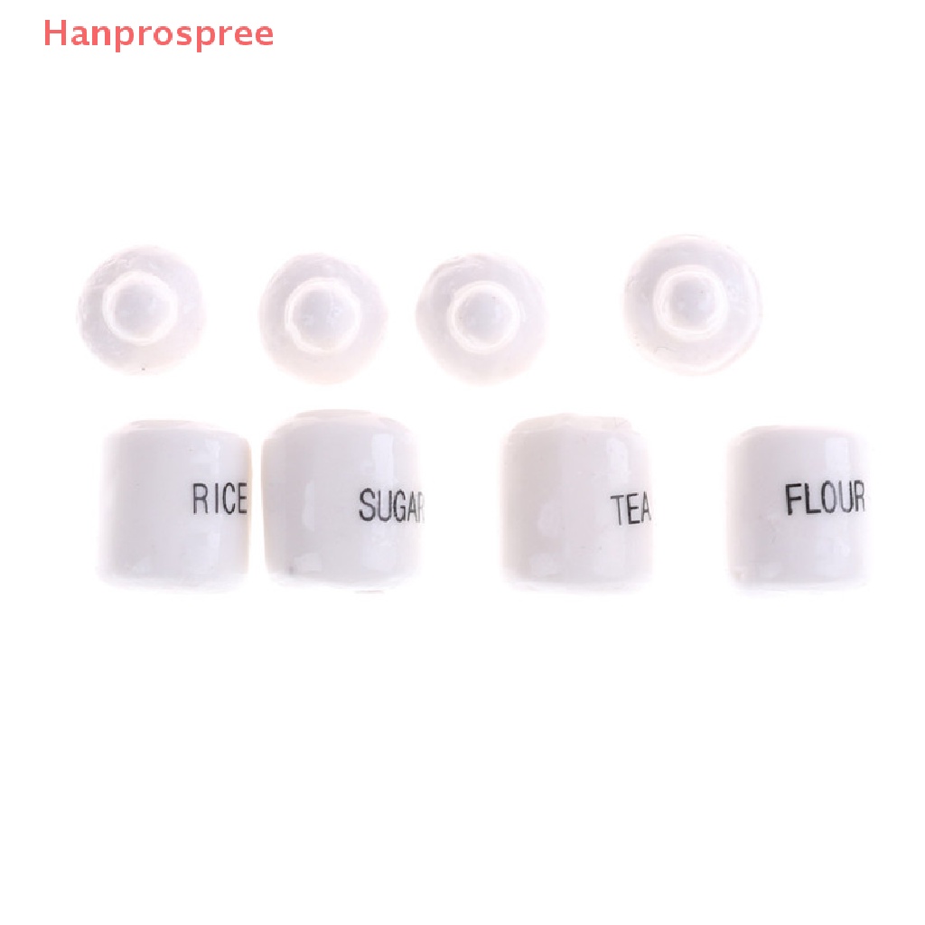 Bộ 4 Hũ Gốm Sứ Trắng Dễ Thương Trang Trí Nhà Búp Bê 1 / 12