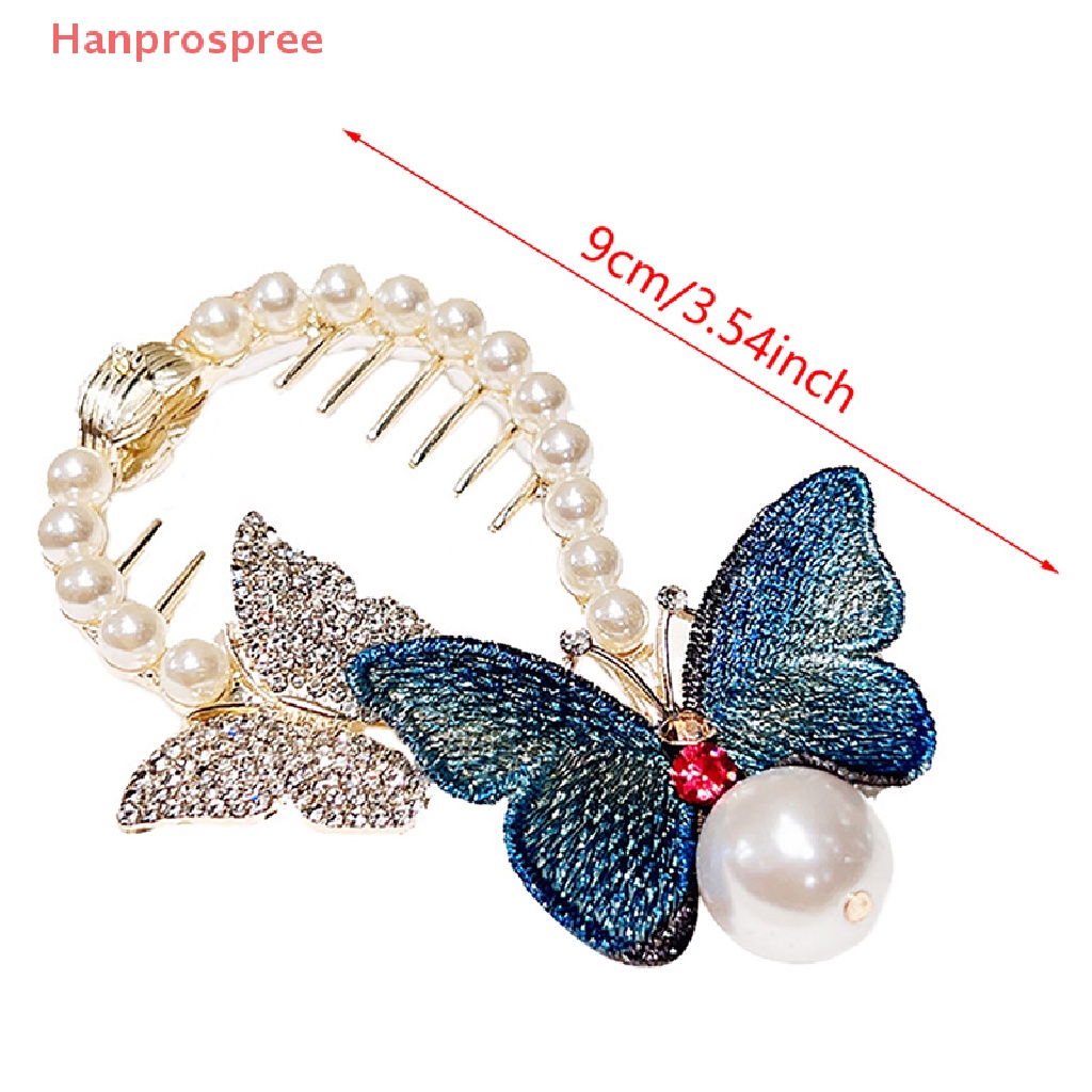 Kẹp Tóc Đuôi Ngựa Đính Ngọc Trai Thêu Hình Bướm Thời Trang Mùa Thu 2022