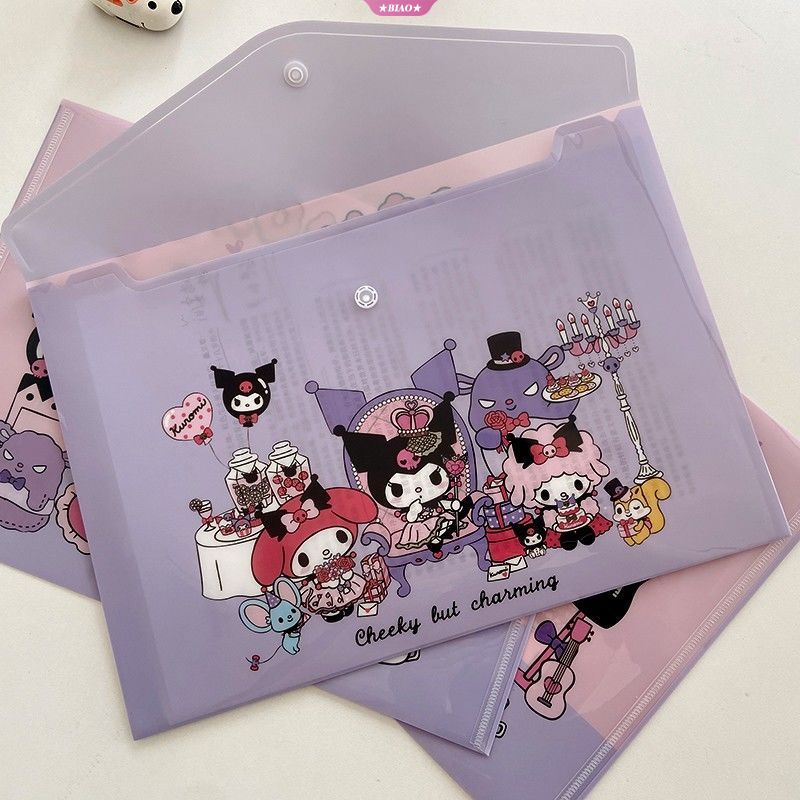 SANRIO Túi Đựng Tài Liệu Khổ A4 Bằng PVC Họa Tiết Hoạt Hình Kuromi Melody Dễ Thương