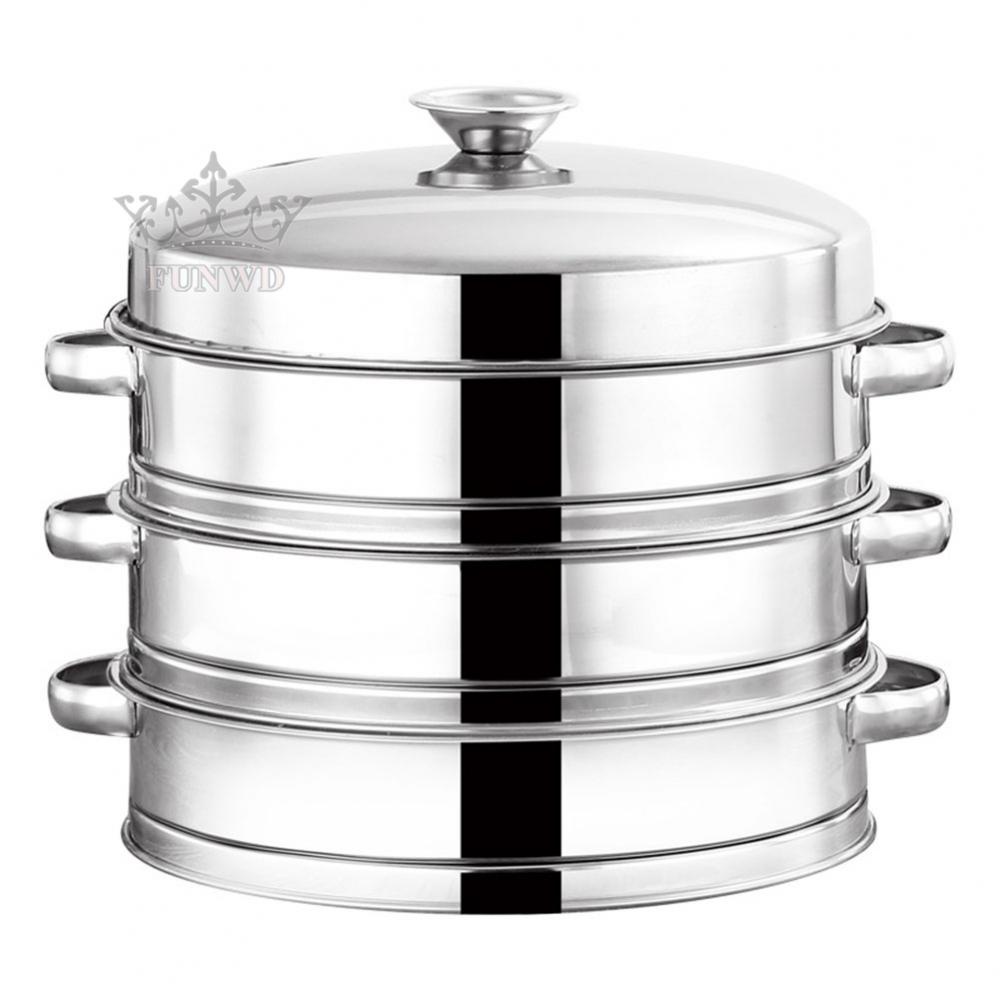 【FUNWD】Stainless Steel Steamer Hot Pot Steam Food Steaming Tray Kitchen Cookware high quality