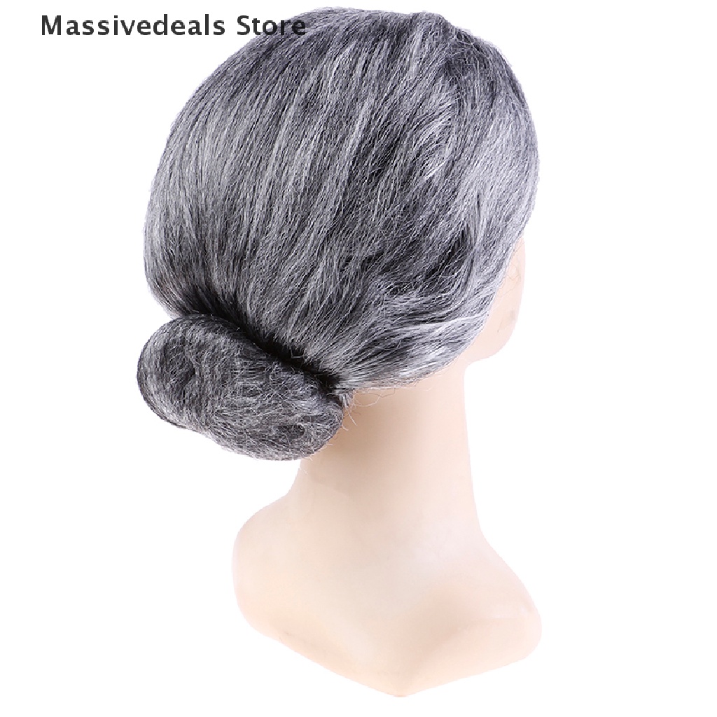 Búi Tóc Giả Màu Xám Dùng Hóa Trang Cho Bà Già