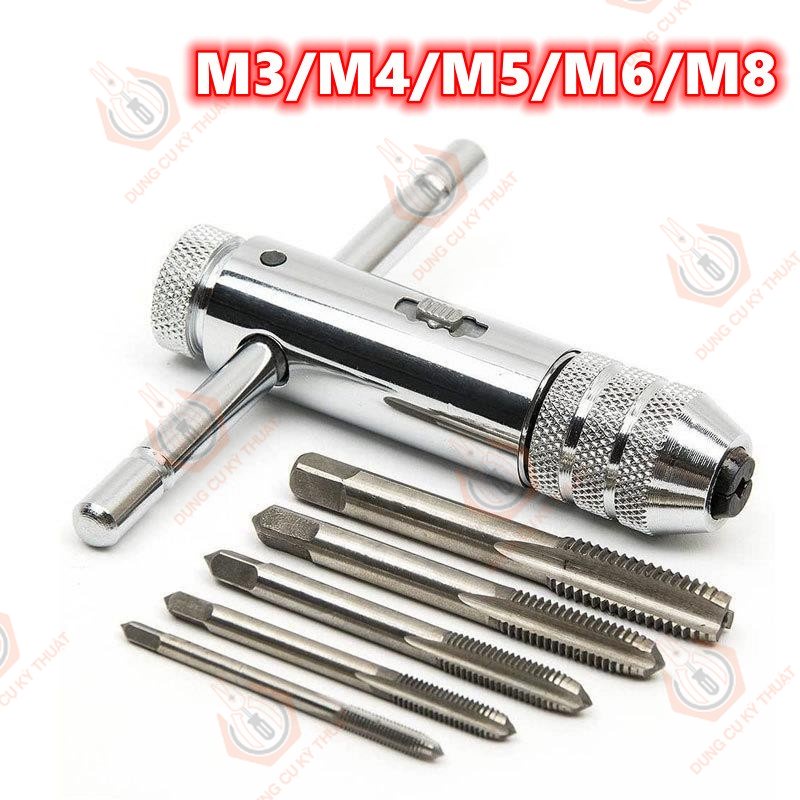 Tay quay taro tự động M3-M8 bộ taro tạo ren - Tay quay mũi taro ren _ [Shop Dụng Cụ Kỹ Thuật]