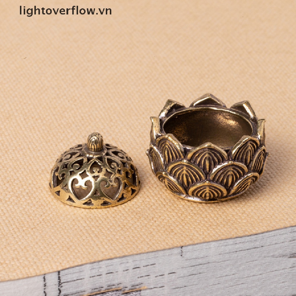 Đế Đốt Trầm Hương Bằng Đồng Thau Hình Hoa Sen Nhỏ Bỏ Túi Phong Cách Cổ Điển Kèm Nắp Đậy Tiện Dụng