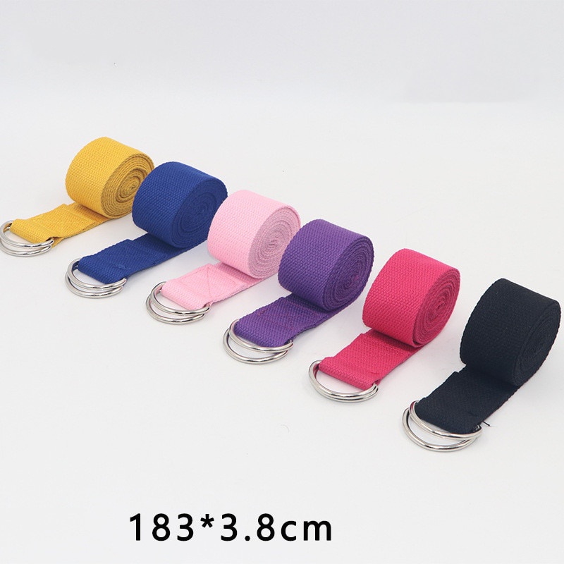 Dây Đai Cotton 1.8mx3.8cm Có Khóa Vòng Chữ D Bền Bỉ Có Thể Điều Chỉnh Hỗ Trợ Luyện Tập Yoga