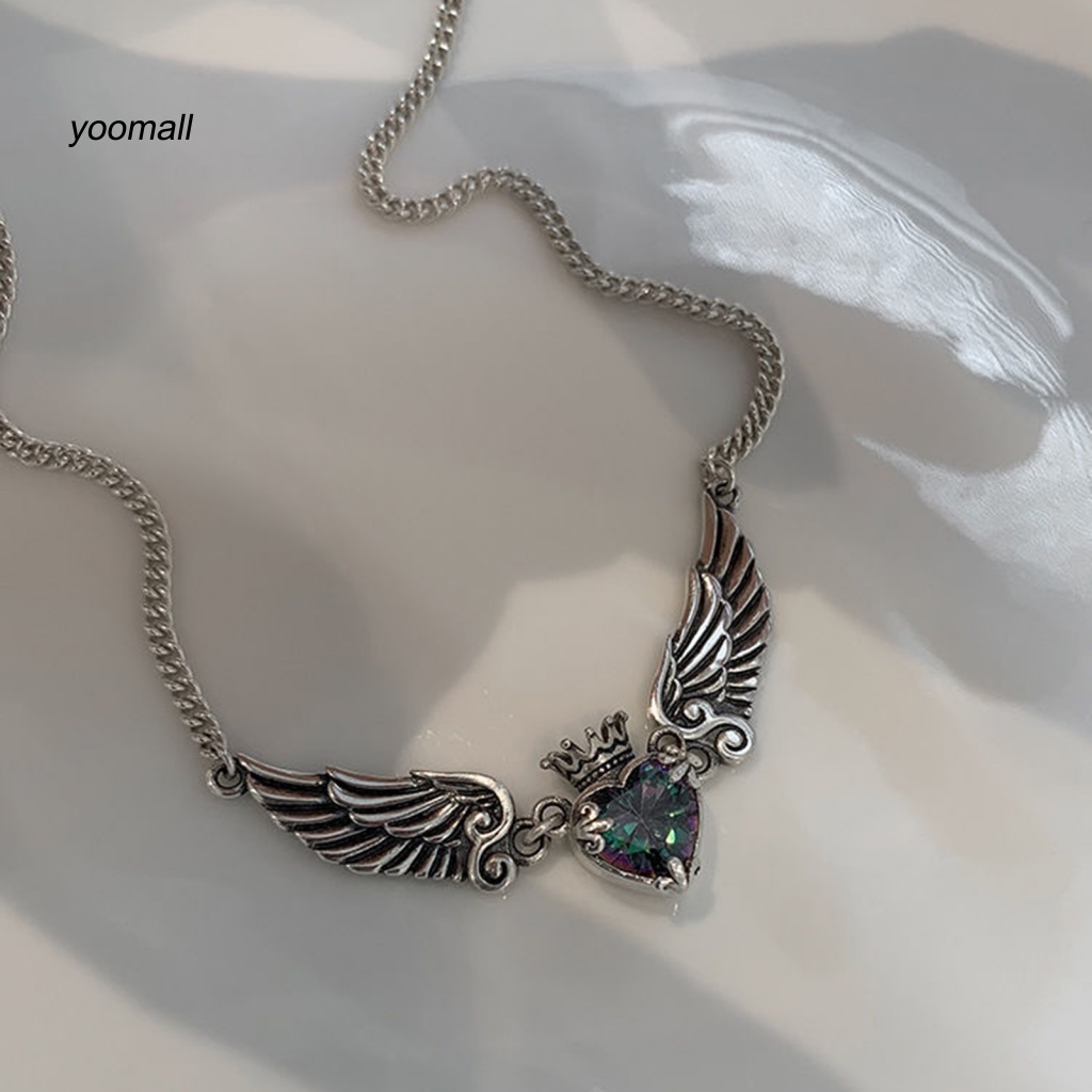 / Yo / Vòng cổ Mạ Điện Mặt Hình Đôi Cánh Thiên Thần Không Gây Dị Ứng Thời Trang