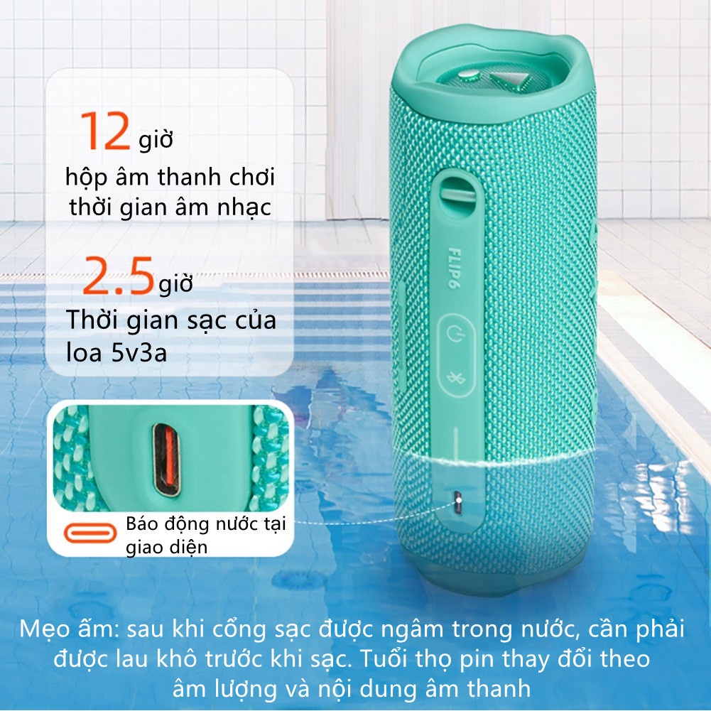 Loa Bluetooth Di Động JBL Flip 6 Âm Thanh Mạnh Mẽ và Âm Bass Sâu Chống Nước IPX7 Thời Gian Chơi 12 Giờ