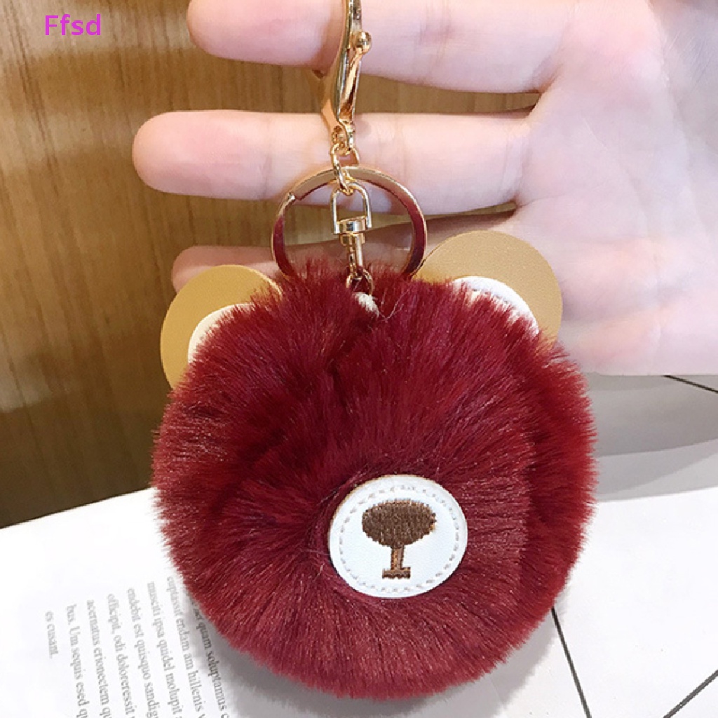 {Ffsd} Móc Khóa Teddy Gấu Bông Giả Da PU Đính Bóng Lông Thỏ / Gấu Teddy * Hàng Bán Chạy