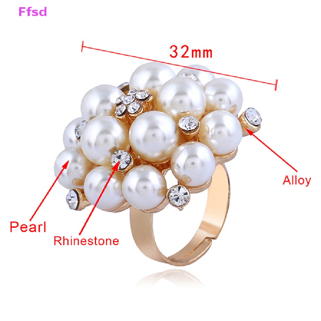 {Ffsd} Nhẫn Đính Đá Zircon Hoa Trắng Thanh Lịch Phụ Kiện Trang Sức Dành Cho Nữ Dự Tiệc Đính Hôn Hàn Quốc Lớn Làm Quà Tặng Bán Chạy