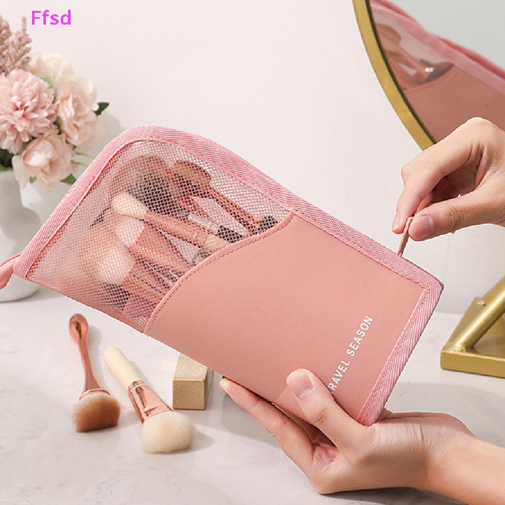 Túi Đựng Cọ Trang Điểm / Mỹ Phẩm Trong Suốt Có Dây Kéo Đứng {Ffsd}