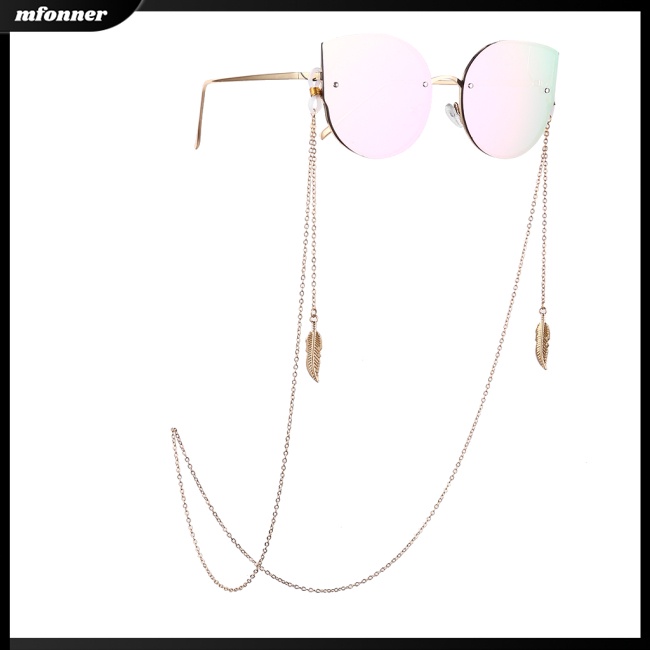 Dây Xích Đeo Mắt Kính Bằng Hợp Kim Chống Trượt Hình Chiếc Lá Màu Sắc Đơn Giản Cho Nữ